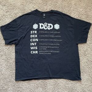 D&D Dungeons & Dragons STR DEX CON INT WIS CHR short-sleeve t-shirt sz 4XL